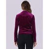 INSPIRE CHIC Women's 1 Button Lapel Collar Business Office Crop Suit Velvet Blazer - 4 of 4