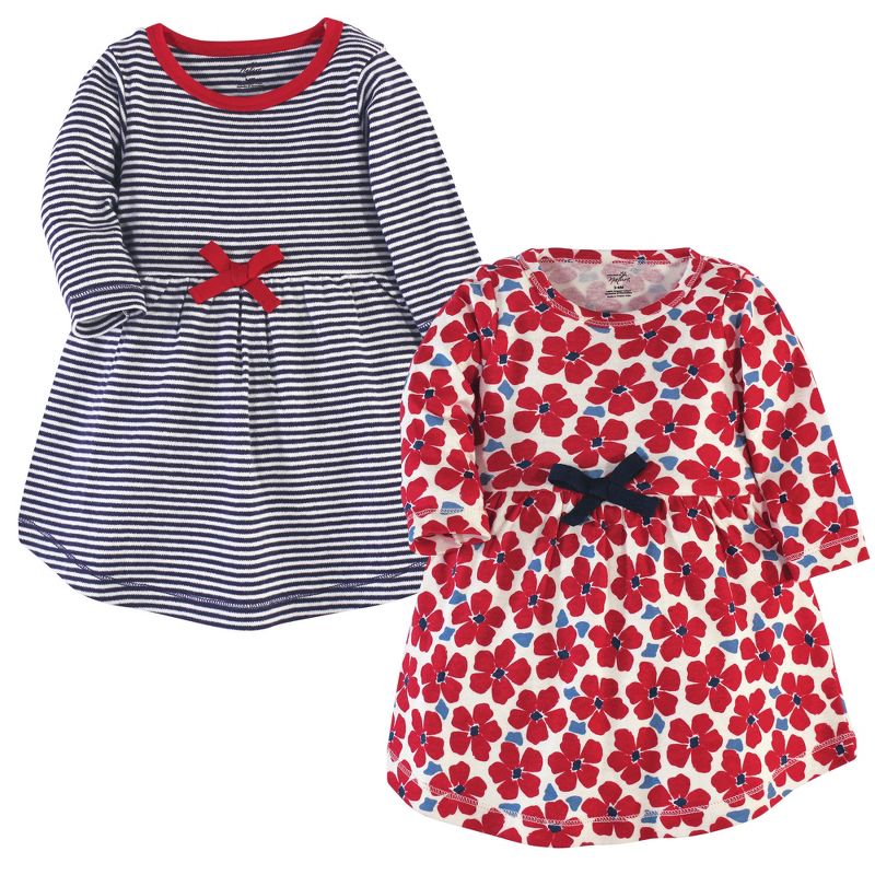 Touched by Nature Baby and Toddler Girl Organic Cotton Long-Sleeve Dresses 2pk, Red Flowers, 1 of 5