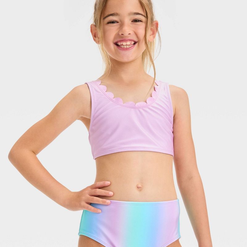Girls' 'Sea Life' Solid Bikini Set - Cat & Jack™ Light Purple, 3 of 5