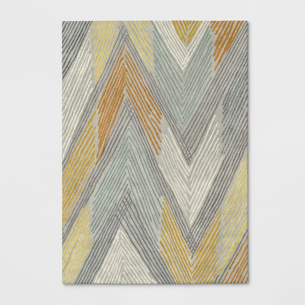 7'X10' Chevron Wool Abstract Tufted Area Rug Gray/Yellow - Project 62 was $349.99 now $174.99 (50.0% off)