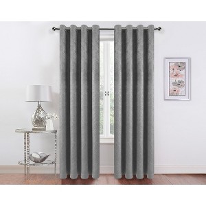 Kate Aurora 2 Pack Hotel Embossed Textured Light Filtering Grommet Top Window Curtain Panels - 1 of 3