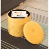 Fabulaxe Round Wooden Velvet Ottoman Stool with Lid - image 3 of 4