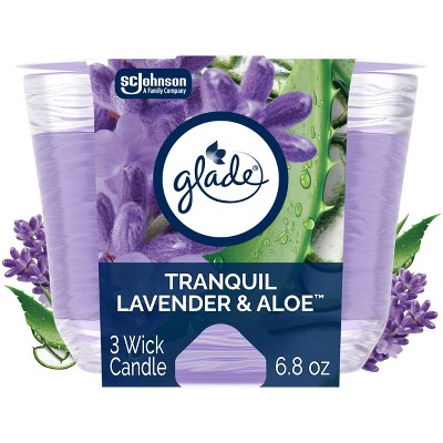 Glade 3 Wick Glass Jar Candles - Tranquil Lavender & Aloe - 6.8oz: 30 Hour Burn Time