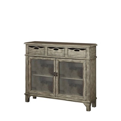 42" Gray Wood and Metal Console Table with Storage