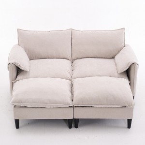 Ridstar Convertible Sofa with Footstool Storage For Living Room, Bedroom & Office-Beige - 1 of 4