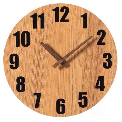 Quickway Imports Antique Home Decor Wall Clock For Living Room, Bedroom, Kitchen, or Dining Room Light Brown Natural Wood