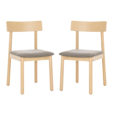 Set of 2 Lizette Retro Dining Chair White Oak/Gray - Safavieh