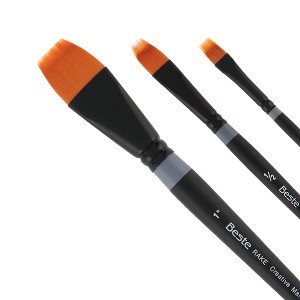 Creative Mark Beste Golden Taklon Rake #8 - 2 Pack Artist Brush, Professional Watercolor Brushes, For Acrylic Painting, Short Handle, Sharp Edges, - 1 of 4