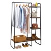 Karl Home Retro Open Wardrobe with Vintage Brown MDF & Black Iron Frame 39.4x15.7x59.1 Inches Entryway Use - 2 of 4