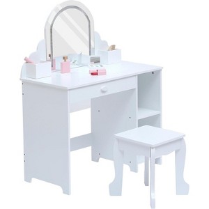 Acekool Kids Vanity Desk Dresser for Girls with Mirror, Stool, Drawer, Storage Shelves, Princess Makeup Table Set - 1 of 4