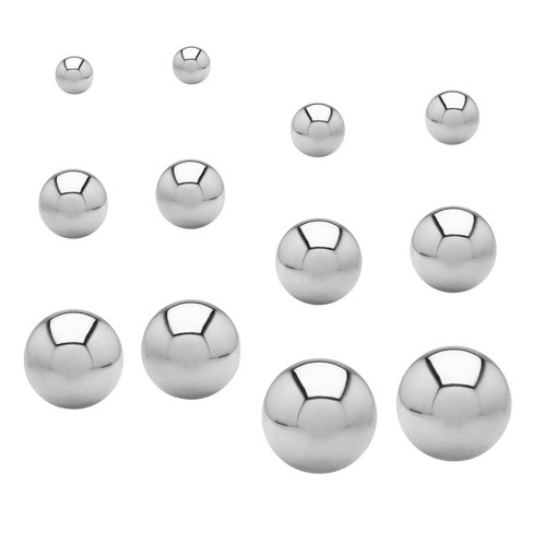 Women's West Coast Jewelry Women's Ball Stud Earrings 6 Pair Set - Silver :  Target