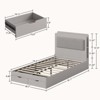 Twin Size Bed Frame with 2-Tier Storage Headboard, Underbed Drawers, Upholstered Headboard, Wooden Platform with Slat Support, No Box Spring Required - 4 of 4