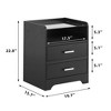 Homhougo Nightstands Set of 2 LED Night Stand with 2 Drawers Black - 2 of 4
