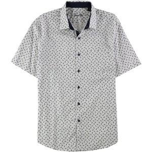 Tasso Elba Mens Diamond Page Button Up Shirt, White, Small - 1 of 1