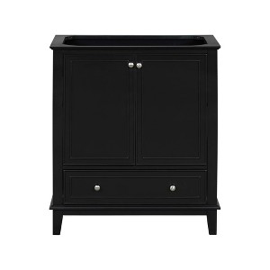 MAYEERTY 30" Bathroom Vanity without Sink Multi-functional Cabinet Doors Drawer Solid Frame MDF Black - 1 of 4