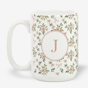Personalization Mall Blush & Bloom 15oz Ceramic Mug, Pink Bows - 1 of 2