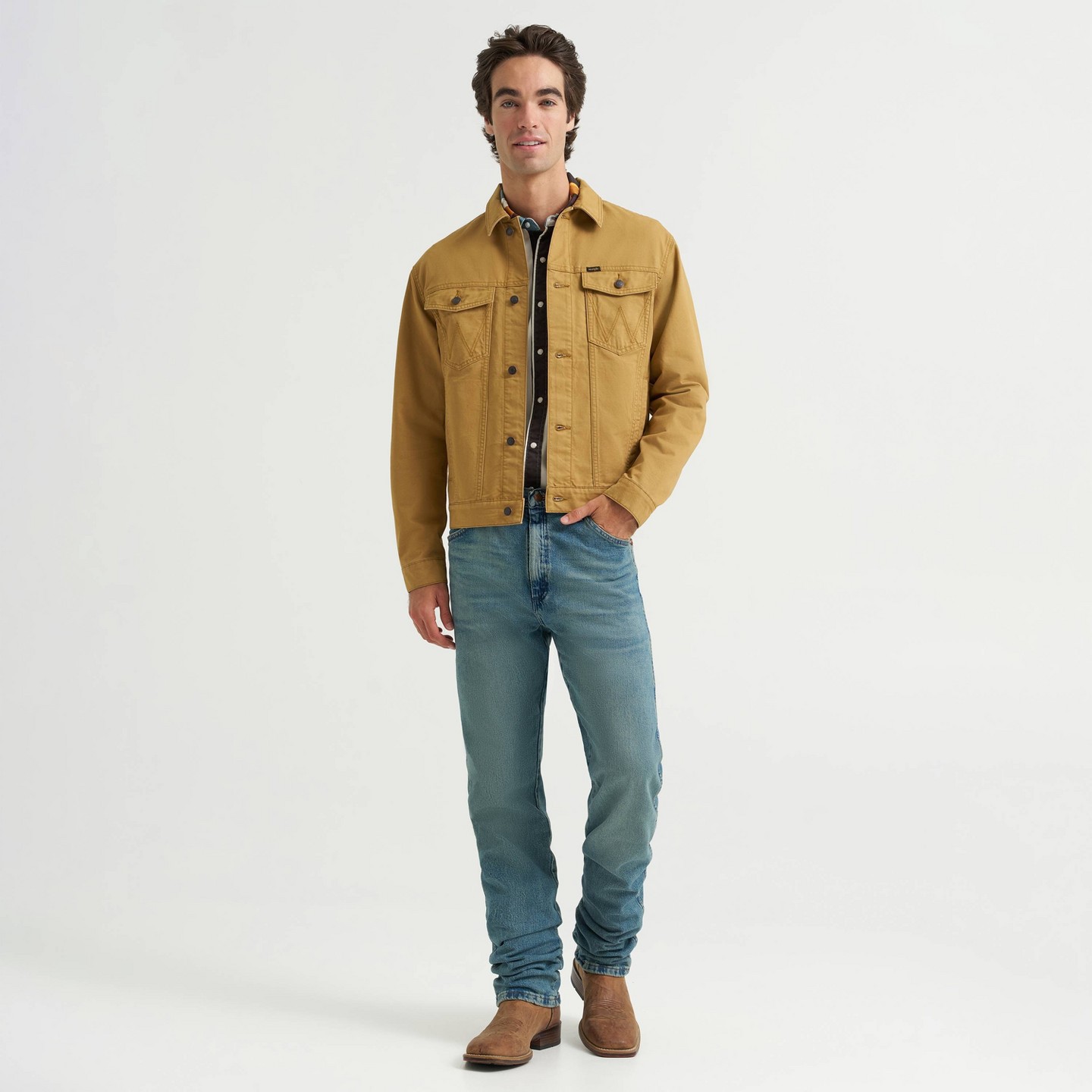 Мужская куртка Wrangler Sunstone Trucker Jean Jacket - Brown, цвет: Коричневый — фото 3