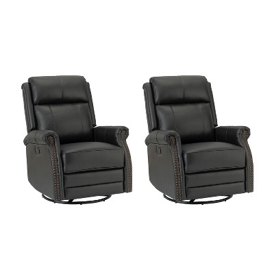 Irene 30.5" Wide Genuine Leather Manual Recliner with Rolled Arms Set of 2| ARTFUL LIVING DESIGN