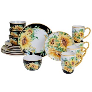 16pc Earthenware Sunflower Fields Dinnerware Set - Certified International - 1 of 4