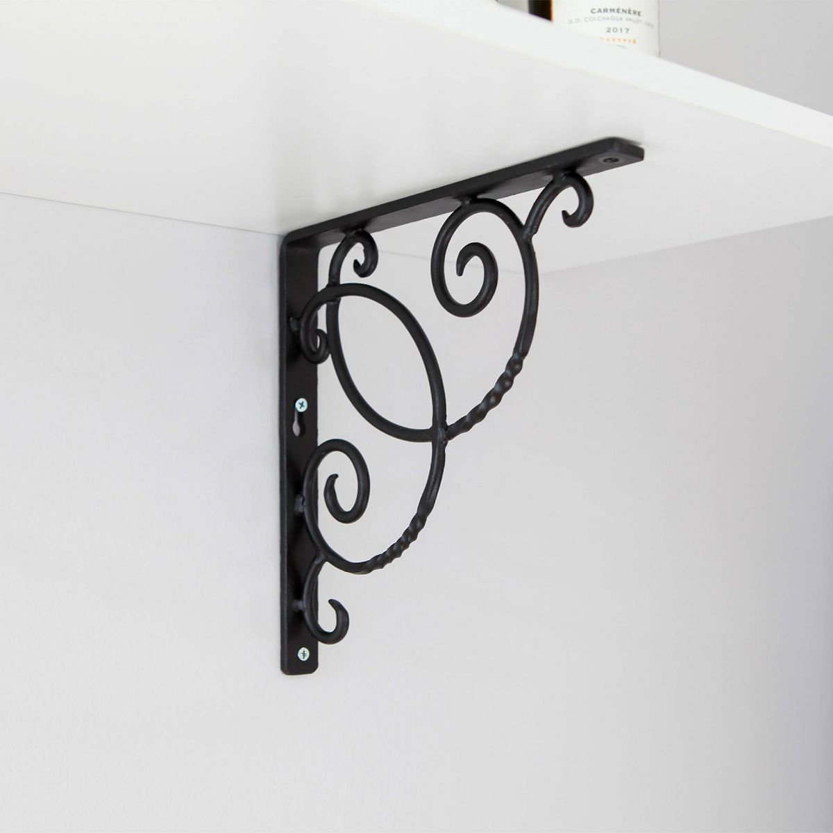 ACHLA Designs 2pc Scroll Shelf Bracket Black 1"x9.75" - thumbnail 4