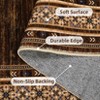 Washable Area Rug, Brown Floor Cover, Non Slip Foldable Thin Rug Distressed Geometric Bordered Carpet Kitchen Rug for Living Room Bedroom - 4 of 4