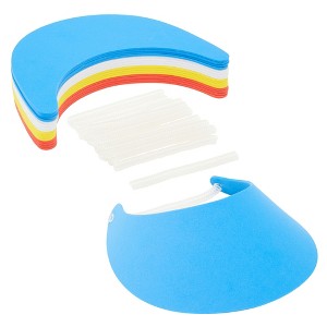 Genie Crafts 16 Pack Adjustable Foam Visors with Coil Bands for Kids, Outdoor Essentials, Kids Crafts Supplies, 4 Assorted Colors, 9 x 7 Inches - 1 of 4