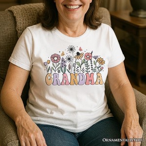 Retro Flowers Grandma T-Shirt, White Floral Tee Gift for Mothers Day| OrnamentallyYou - 1 of 4