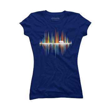 Junior's Design By Humans Colorful Mountain Bear Vibes - Music Sound Wave By NomAdartStudio T-Shirt