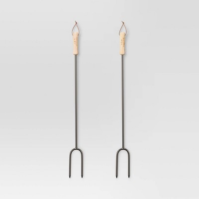 2pc Marshmallow Roasting Log Tong Sticks Black - Threshold™