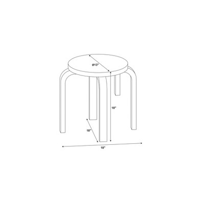 Set of 4 Natural Finish Bentwood Stackable Stools