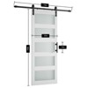 SMARTSTANDARD 80 in. & 84 in. White Glass Barn Door with Sliding Door Hardware Kit & Handle - Predrilled Ready to Assemble, 5-Lite Frosted Glass - 4 of 4