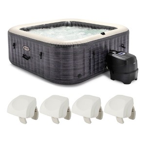 Intex PureSpa Plus Greystone Square Hot Tub 6 Person Inflatable 94" Outdoor Relaxing 170 AirJet Spa Bundled with 4 PureSpa Cushioned Headrest Pillows - 1 of 4