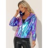 Allegra K Women's Casual Holographic Hooded Long Sleeve Zipper Metallic Jacket - 4 of 4