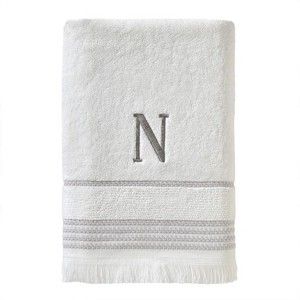 SKL Home By Saturday Knight Ltd Casual Monogram Bath Towel N - 28X54", White - 1 of 3