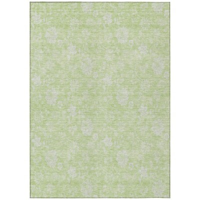 Artichoke Green Mint Green And Ivory Floral Washable Indoor Outdoor Area Rug