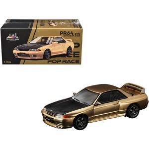 Skyline GT-R R32 RHD (Right Hand Drive) Chrome Gold with Carbon Hood "Tokyo Auto Salon 2025" 1/64 Diecast Model Car by Pop Race - 1 of 4