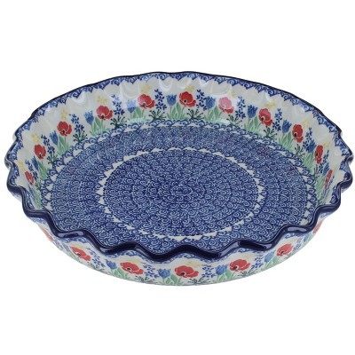 Blue Rose Polish Pottery 636 Ceramika Artystyczna Pie Plate