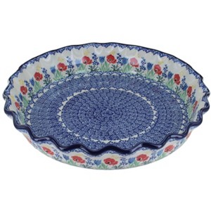 Blue Rose Polish Pottery 636 Ceramika Artystyczna Pie Plate - 1 of 1