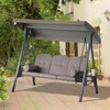 Resenkos 3-Seat Swing Chair, Outdoor Glider With Canopy, Removable Cushions, Pillows, Side Trays, Garden, - 3 of 4