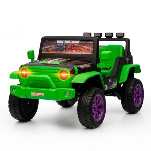 12V Jeep - Monster Jam Kids Ride‑On Car with Rechargeable Battery, LED Headlights & Durable Wheels - 1 of 4