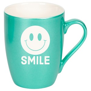 100 North Smiley Face 10 Ounce Seafoam Metallic Finish, Comfortably Fits Your Hands, New Bone China Coffee Tea Cup Mug, Smile - 1 of 1