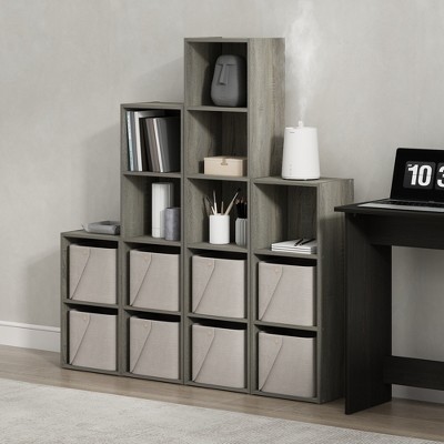 Minimalist White Wood Cube Display Shelf, 12x26 in