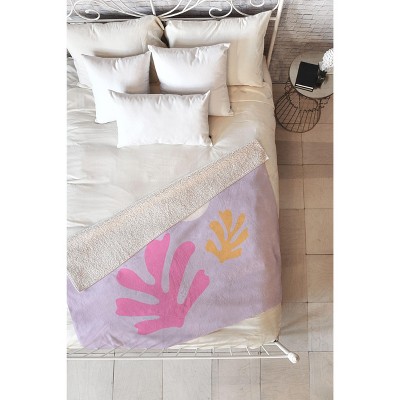 Daily Regina Designs Lavender Abstract Leaves Modern 60" x 50" Fleece Throw Blanket - Deny Designs