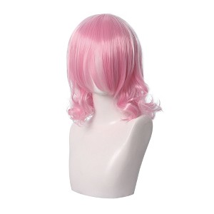 Unique Bargains Women's Halloween Shoulder Length Wigs with Wig Cap 14" Pink - 1 of 4