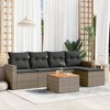 vidaXL Patio Sofa Set with Cushions Outdoor Furniture 6 Piece Poly Rattan - Gray - 2 of 4