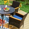 5pc Outdoor Dining Set with Wicker Chairs with Cushions & Round Metal Table with Umbrella Hole - Blue - Captiva Designs - 4 of 4