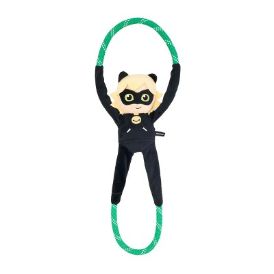 ZippyPaws RopeTugz Dog Toy, Durable Rope for Tugging and Chewing, Plush Body with Squeaker, Miraculous Cat Noir