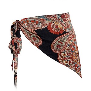 Anna-Kaci Women's Paisley Print Tie Waist Scarf Belt with Asymmetrical Draped Hem and Boho Wrap Design 94.5 - Red - 1 of 4