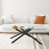 Dolonm 47.2" Rectangular Tempered Glass Coffee Table with Black Metal Legs, Modern Living Room Center Table - 2 of 4