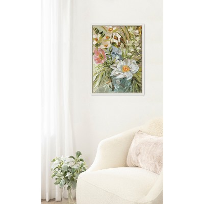 White Framed Floral Canvas Print, 18" x 24"